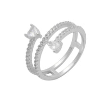 Load image into Gallery viewer, Silver Glitter Twin Ring
