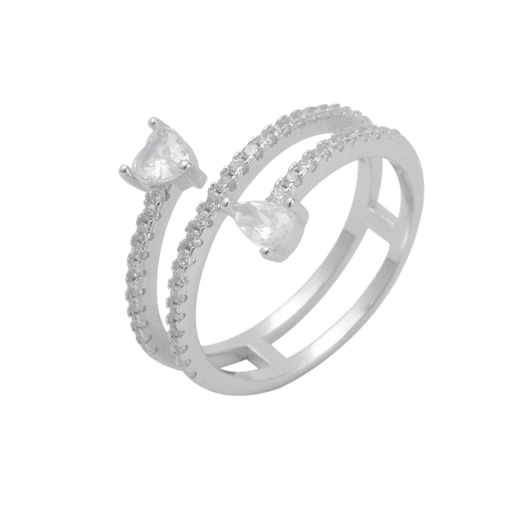 Silver Glitter Twin Ring