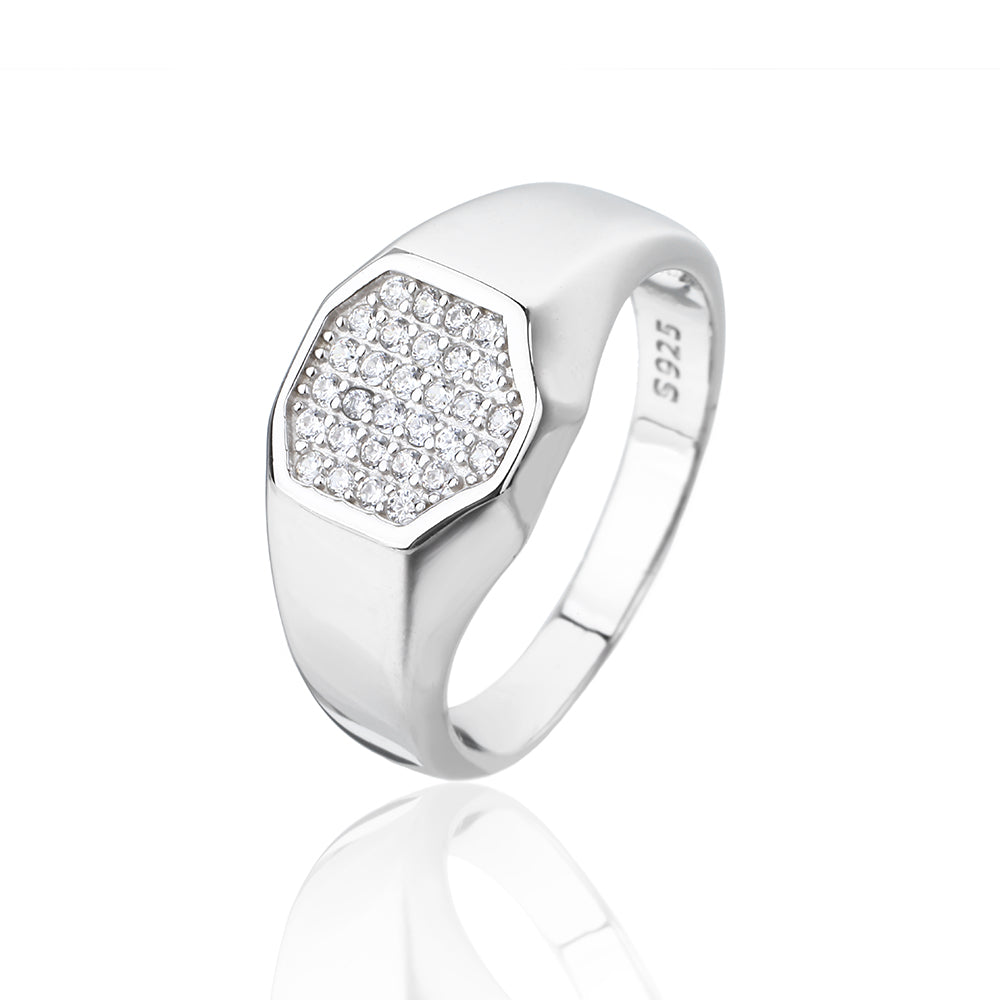 Silver Geo Glow Ring