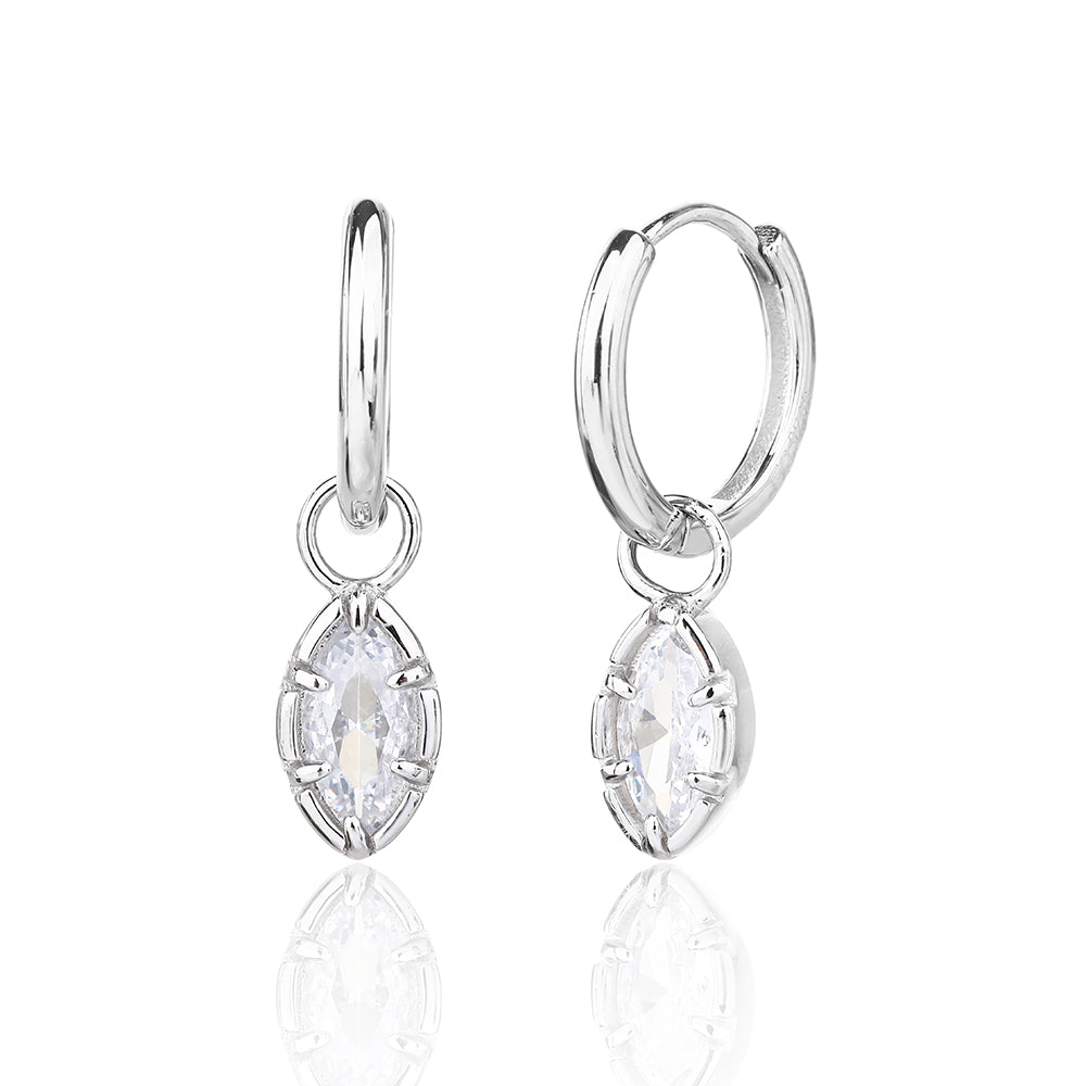 Silver Crystal Drop Earrings