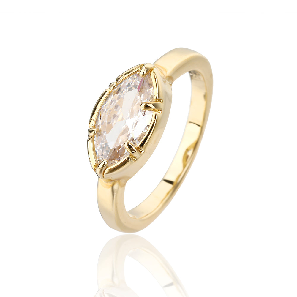 Gold Crystal Pinky Ring