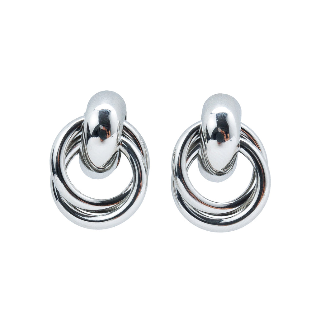 Double Circle Silver Earrings