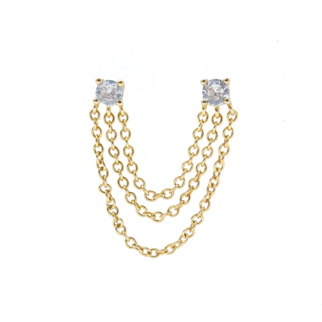 Double Chain Drop Gold Earring