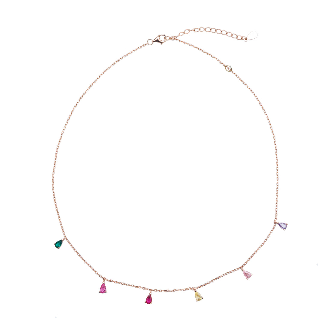 Rose Gold Coloful Drops Necklace