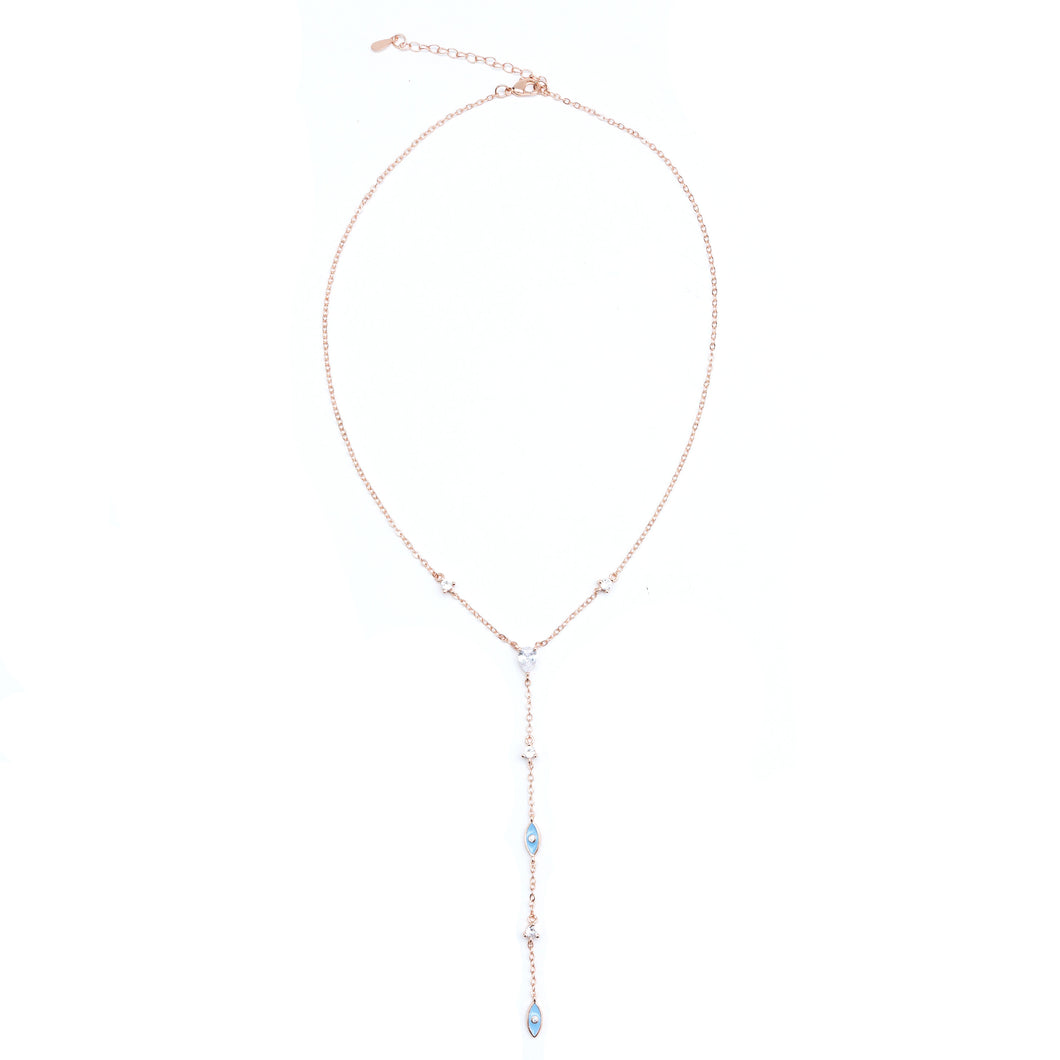 Rose Evil Eye Lariat Necklace