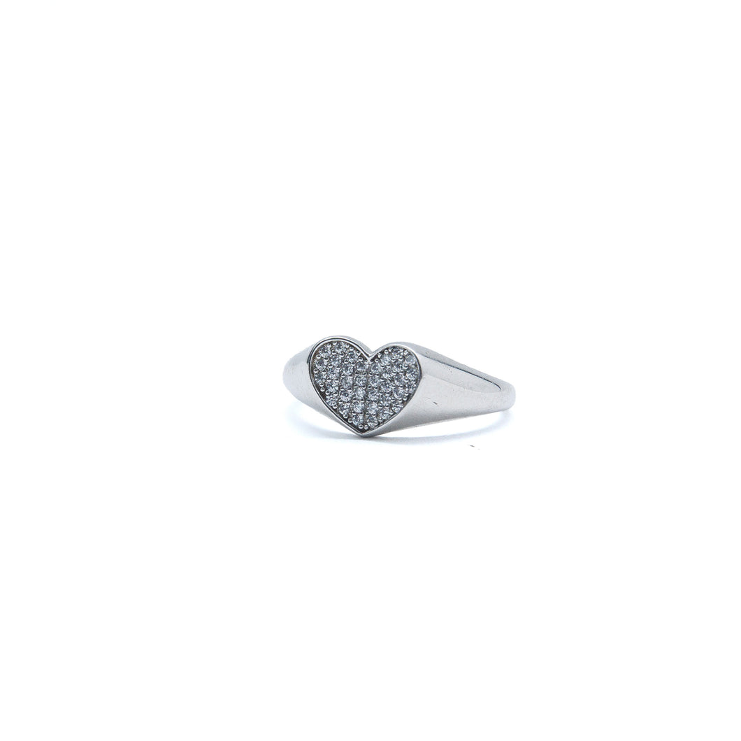 Bling Heart Silver Ring