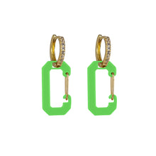 Load image into Gallery viewer, Lime Rectangle Earrings
