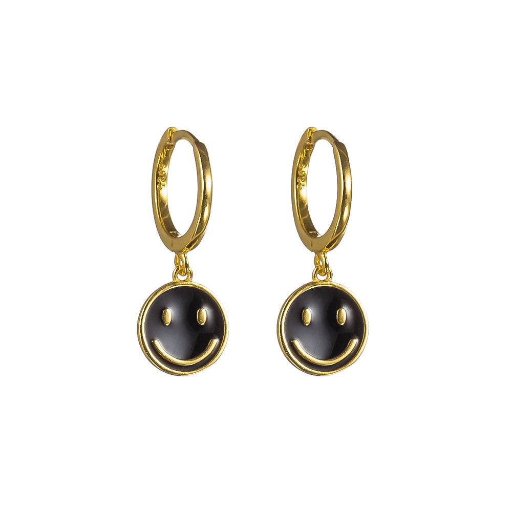Black Smiley Hoops