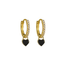 Load image into Gallery viewer, Coal Mini Gold Heart Hoops
