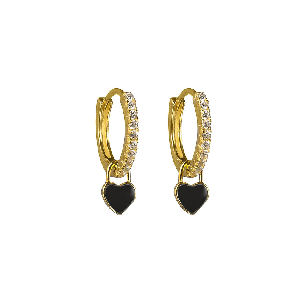 Coal Mini Gold Heart Hoops
