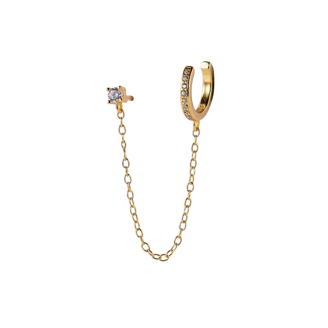 Gold Helix Chain Earring