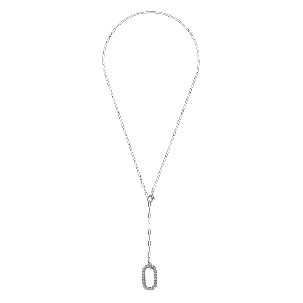 Tie Rectangle Silver Necklace