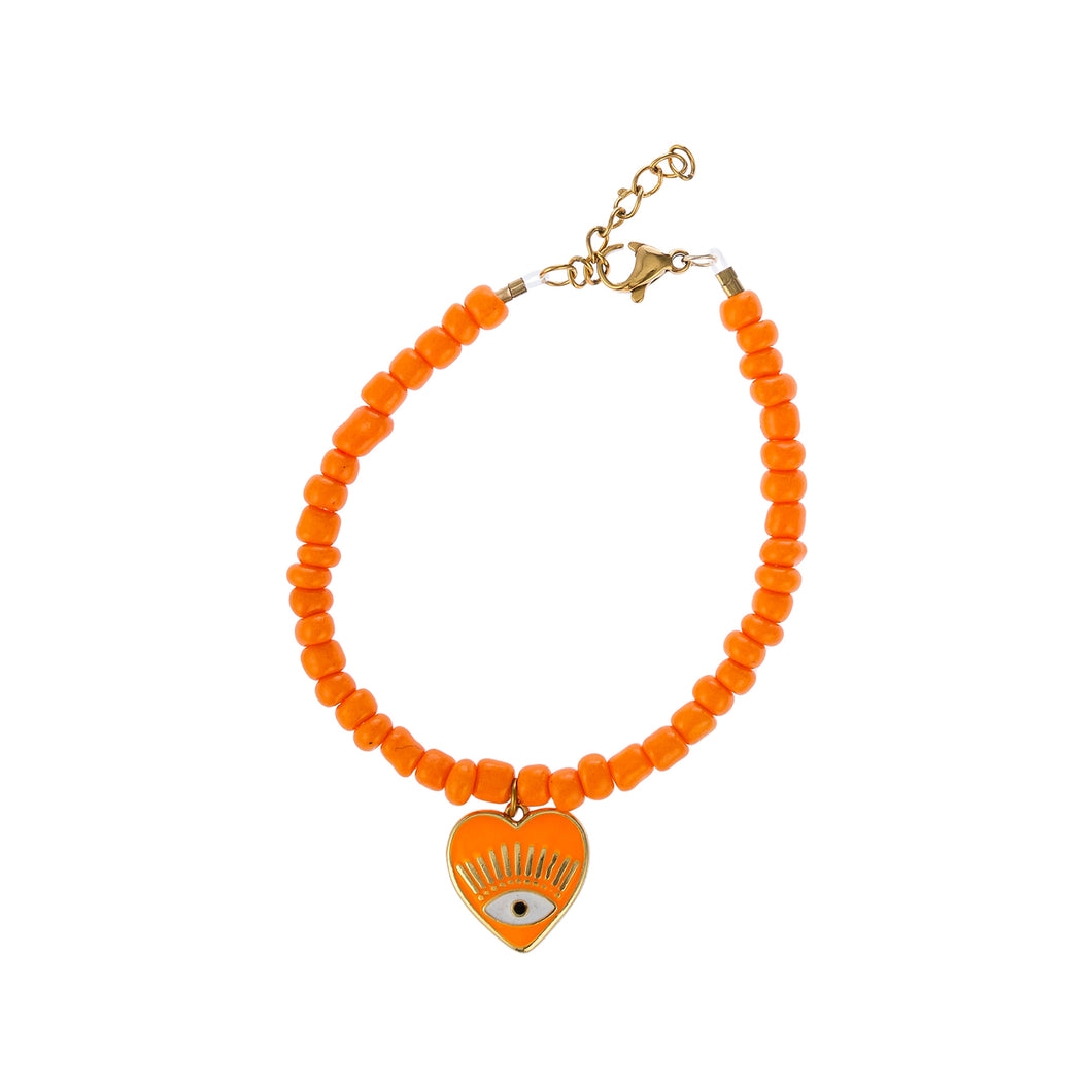 Tangerine Evil Eye Charm Bracelet