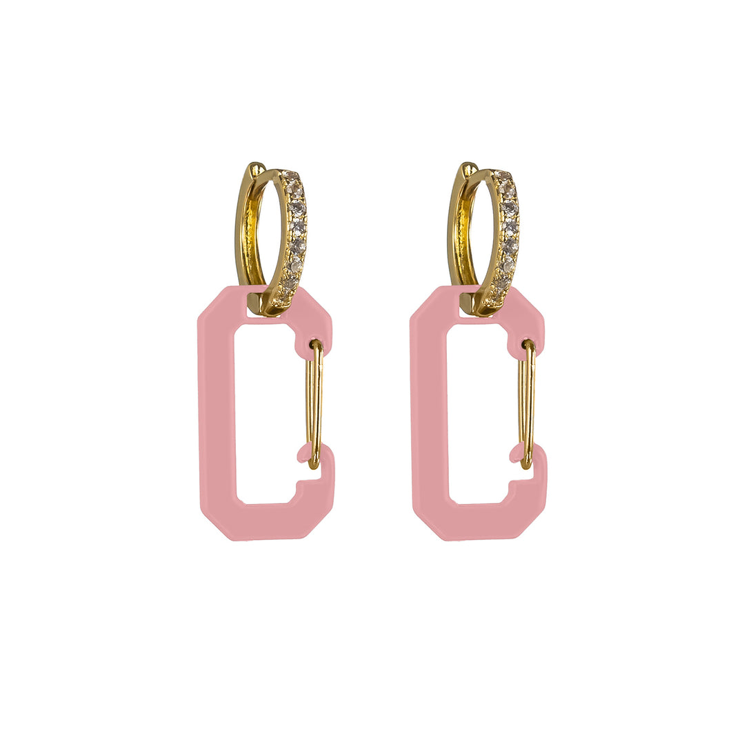 Baby Pink Rectangle Earrings