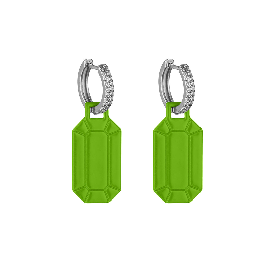 Green Apple Rectangle Earrings