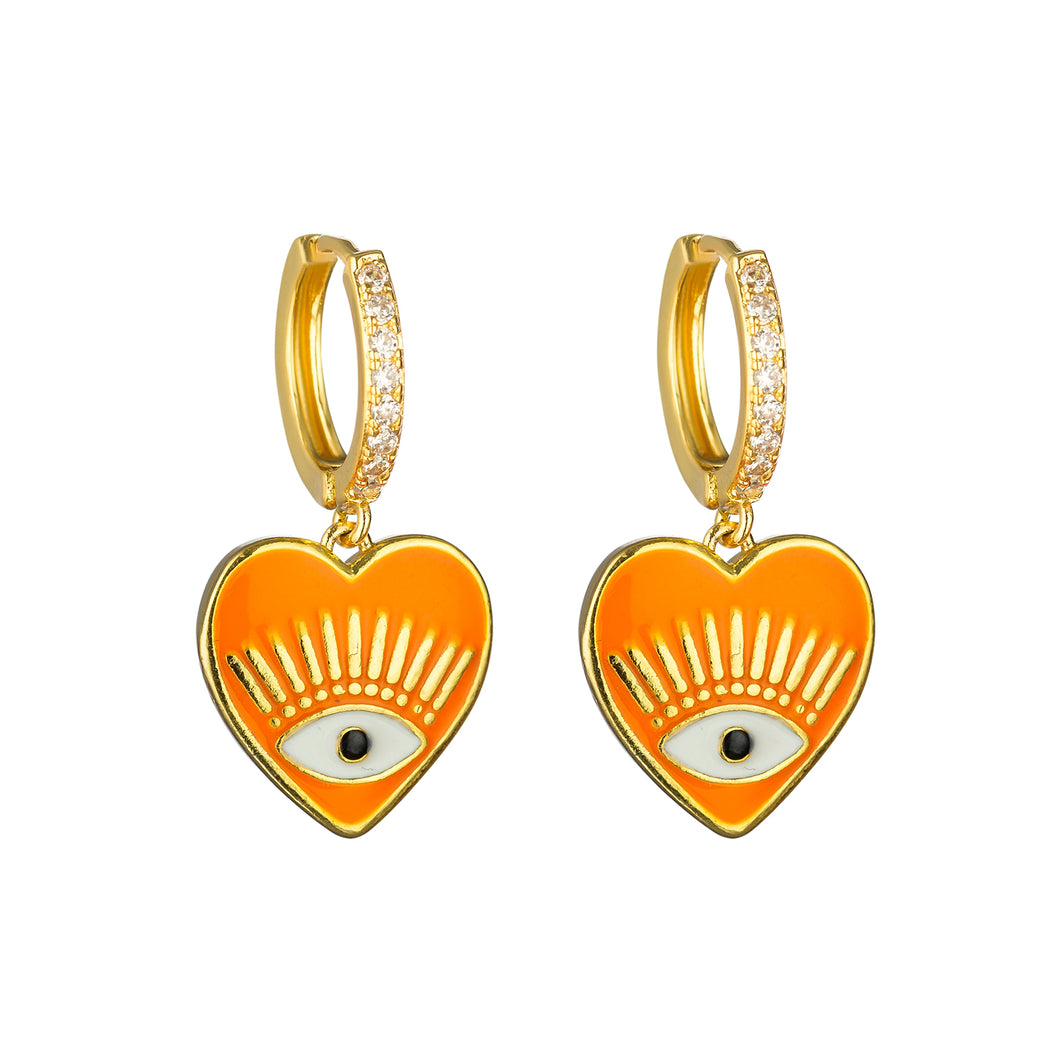 Apricot Evil Eye Charms Earrings