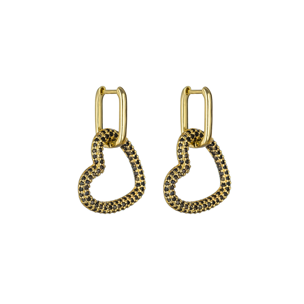 Gold Heart Charm Earrings