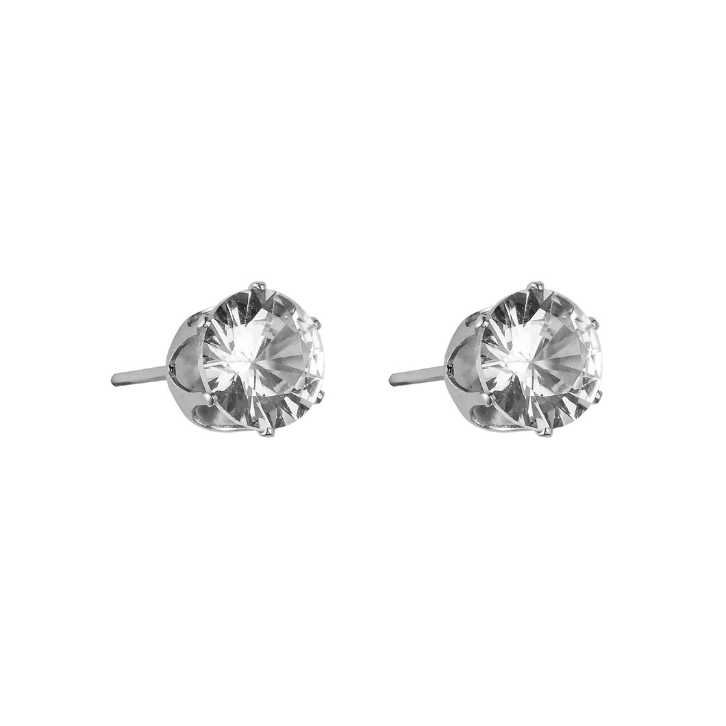 Large Silver Zirconia Stud Earrings