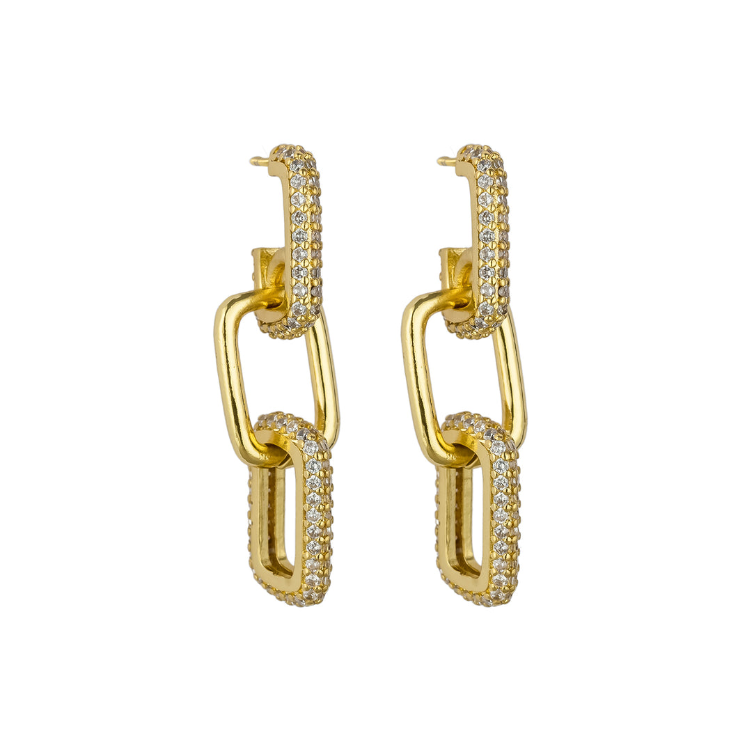 Double Gold Rectangle Stud Earrings