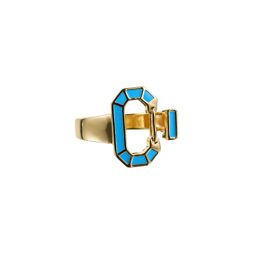 Aqua Rectangle Ring