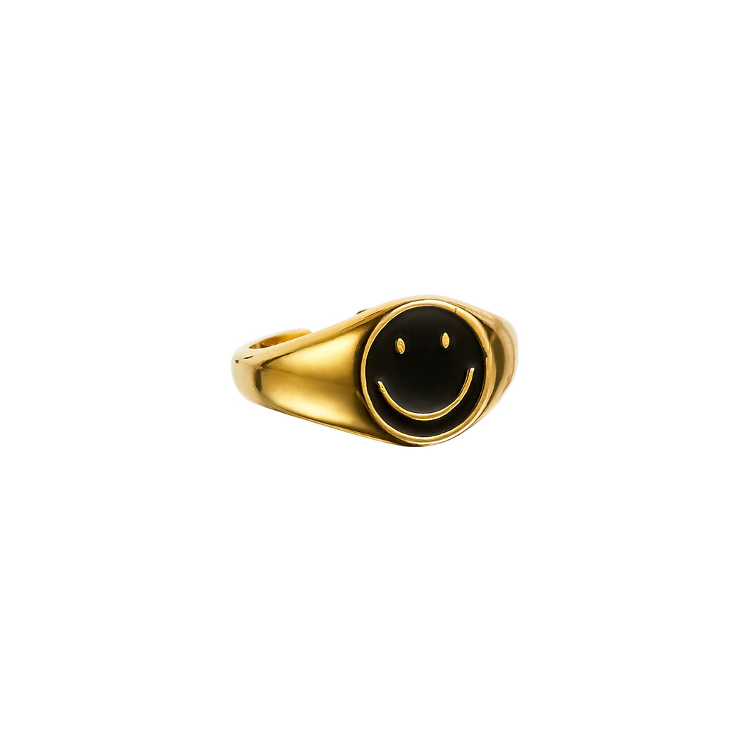 Black Smiley Ring