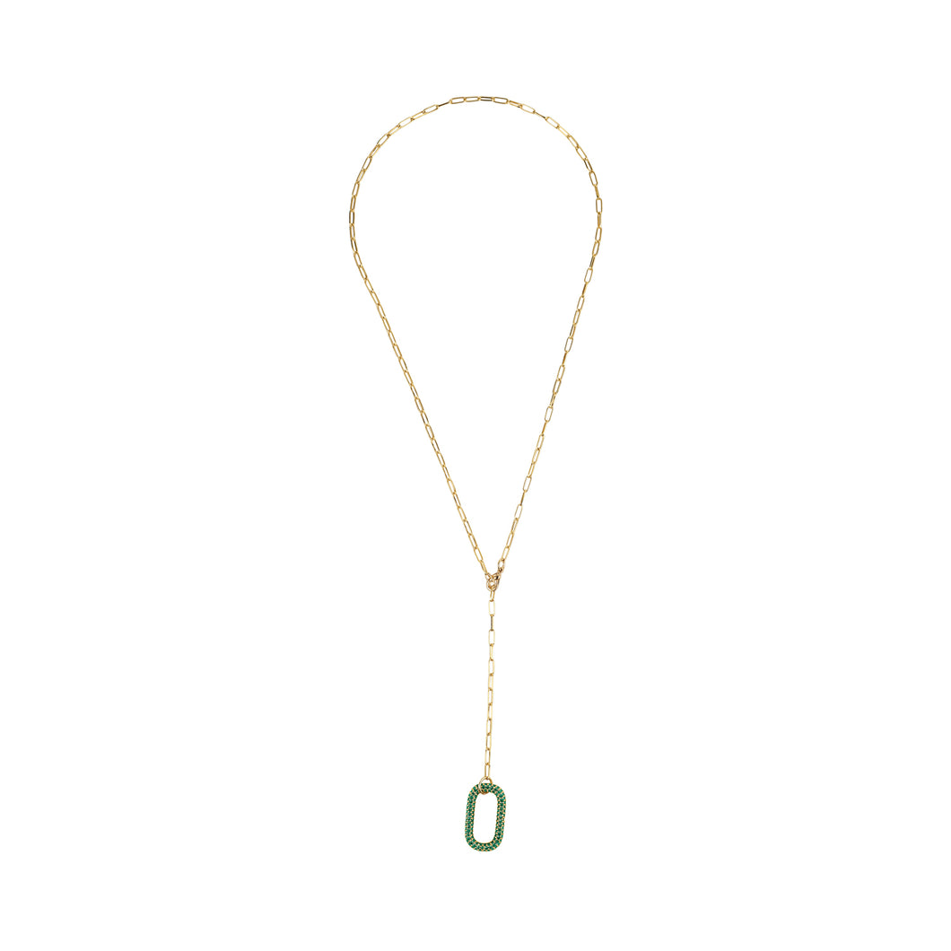 Gold & Green Tie Rectangle Necklace