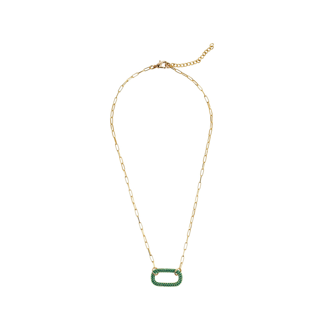 Gold & Green Rectangle Necklace