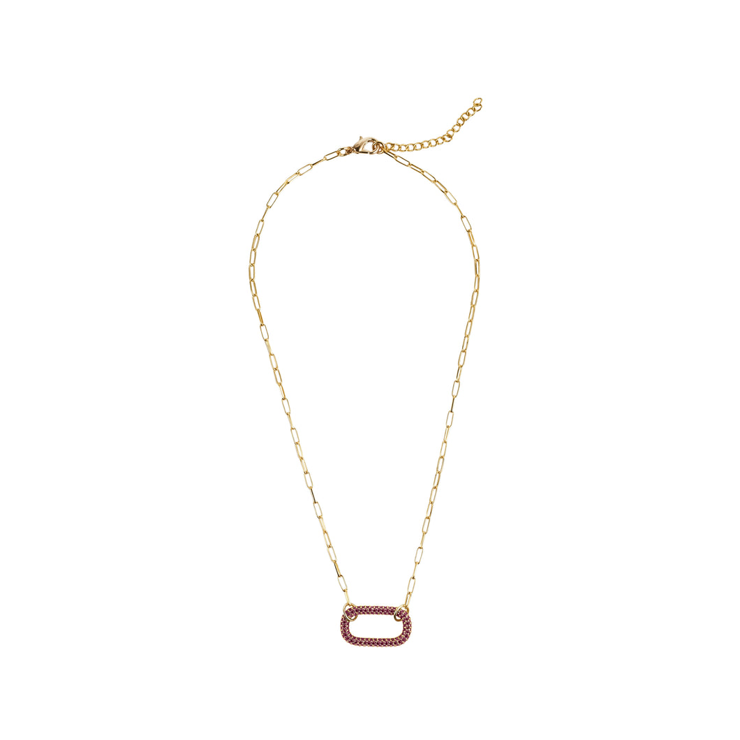 Gold & Pink Rectangle Necklace