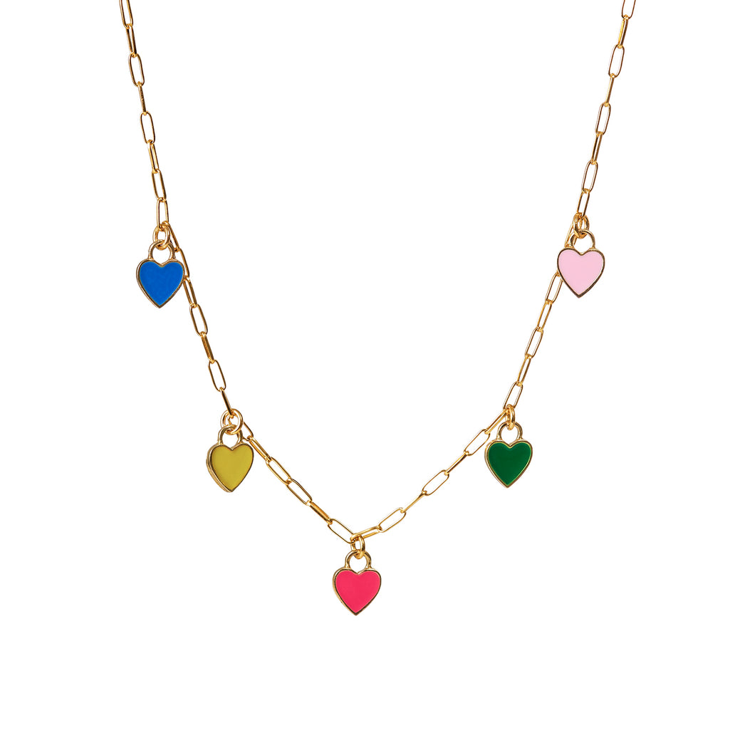 Gold Heart Charms Necklace