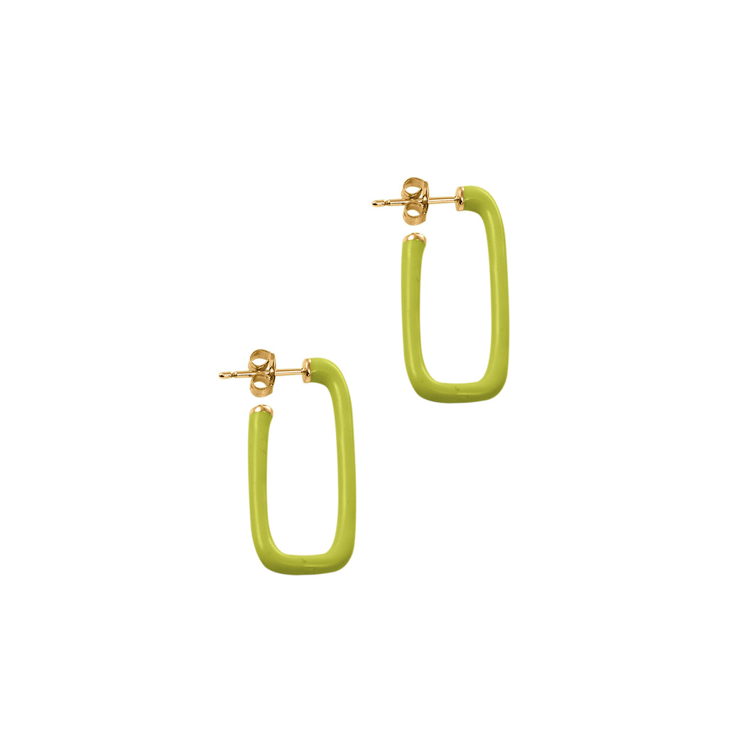 Neon Yellow Rectangle Stud Earrings