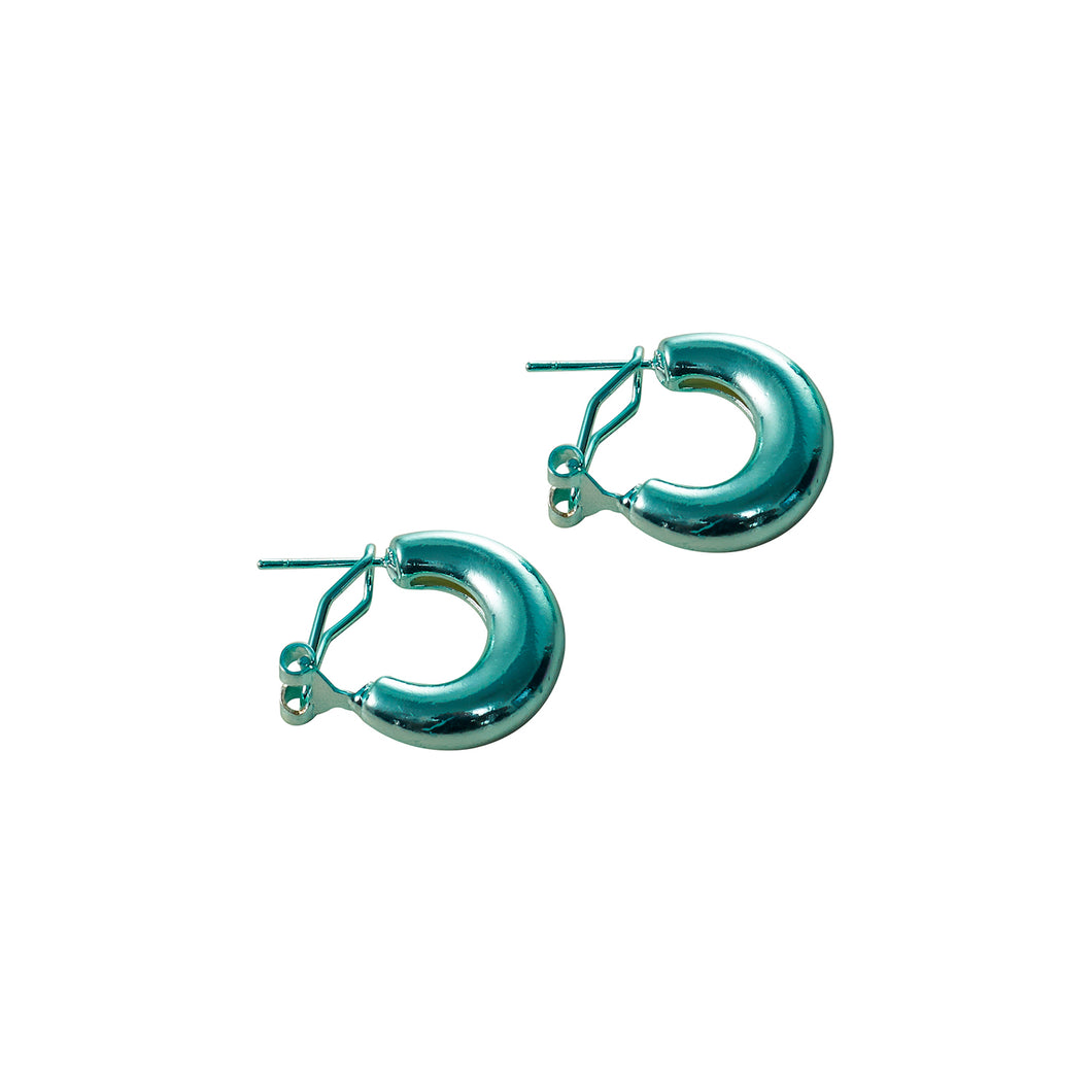 Metallic Turquoise Hoops