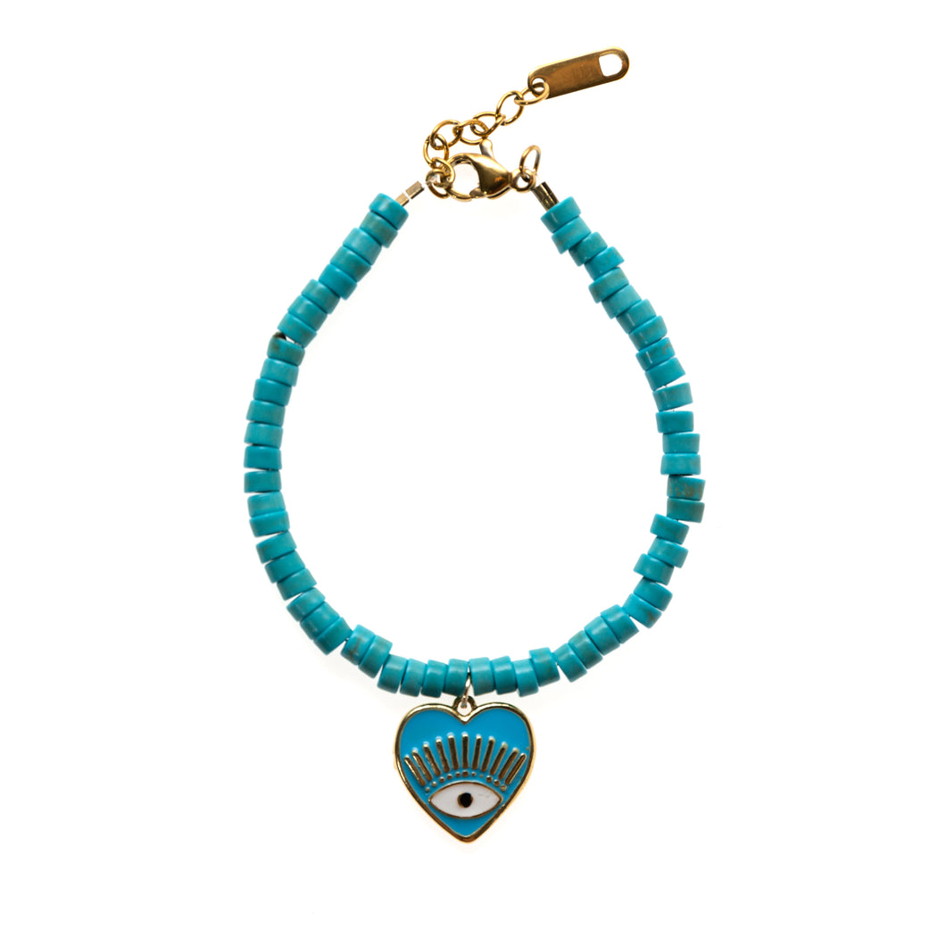 Aqua Evil Eye Charm Bracelet