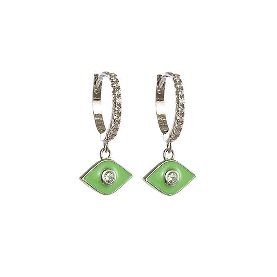 Silver Lucky Charms Evil Eye Earrings