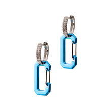 Load image into Gallery viewer, Blue Metallic Rectangle Earrings
