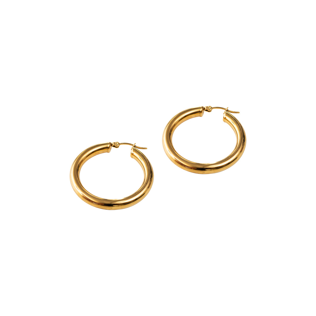 Gold Medium Thick Hoops