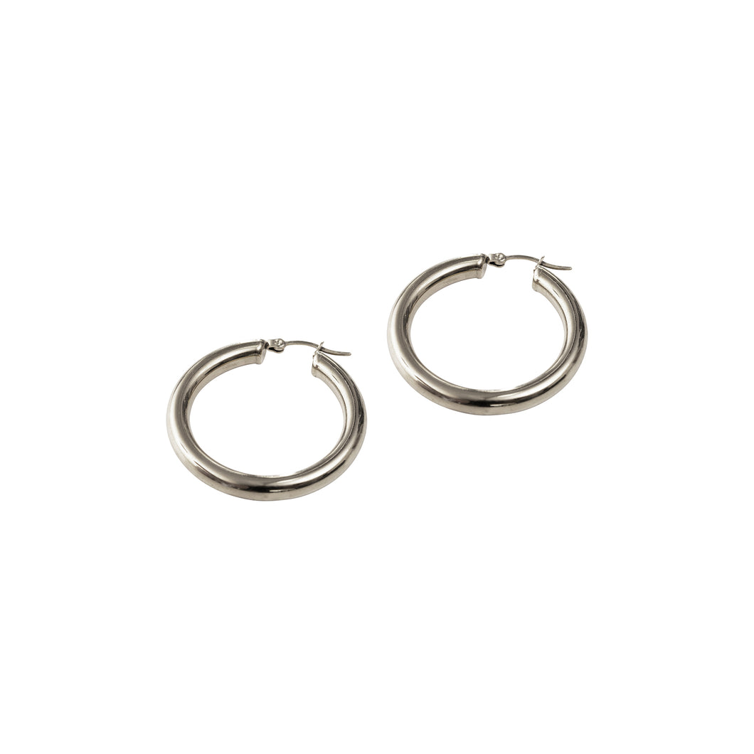 Silver Medium Thick Hoops