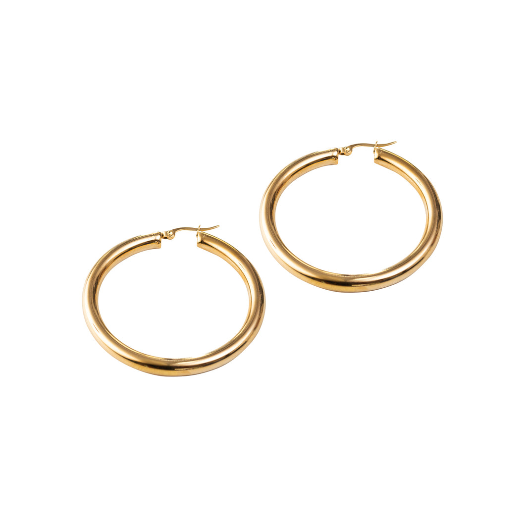 Gold Large Thick Hoops