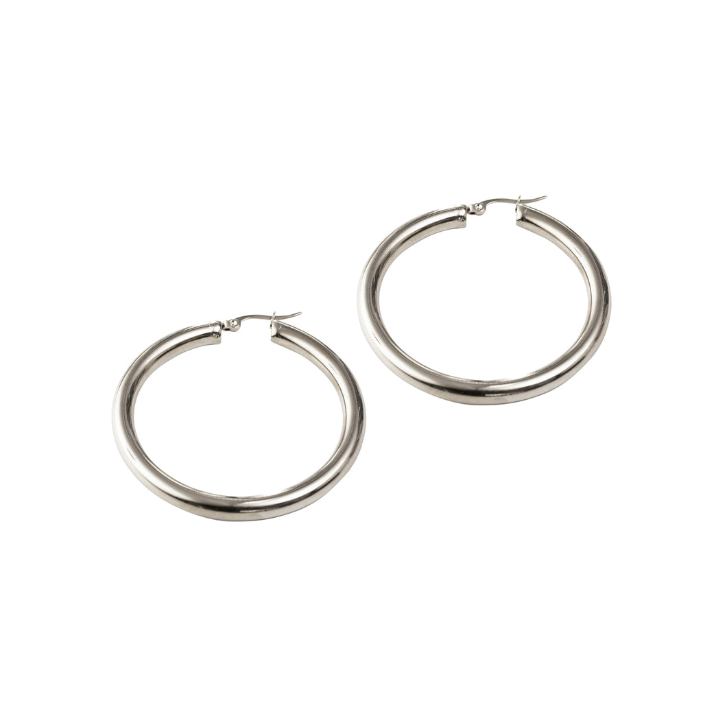 Silver Large Thick Hoops